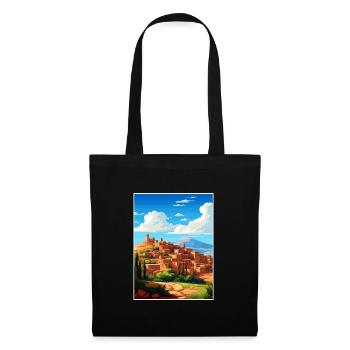 Marrakesch Marokko Reise Poster Souvenir Farbe WPA - Stoffbeutel - Schwarz - Vorne