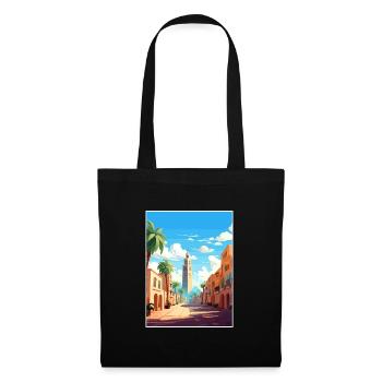 Casablanca Marokko Reiseposter Souvenir Farbe WP - Stoffbeutel - Schwarz - Vorne
