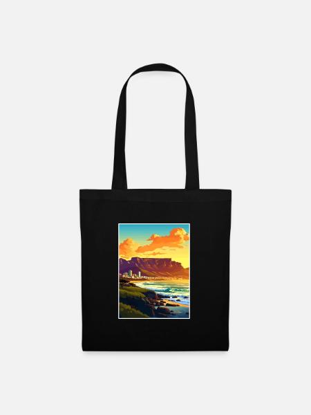 Kapstadt Südafrika Reiseposter Souvenir WPA - Stoffbeutel - Schwarz