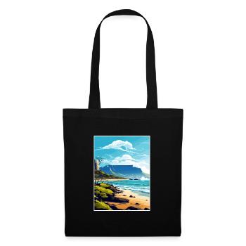 Table Mountain South Africa Travel Poster Souvenir - Tote Bag - black - Front