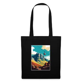 Table Mountain South Africa Travel Poster Souvenir - Tote Bag - black - Front