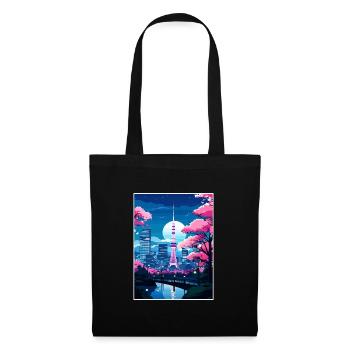 Japon Tokyo Voyage Affiche Souvenir Carte Postale Peinture - Sac en tissu - noir - Devant