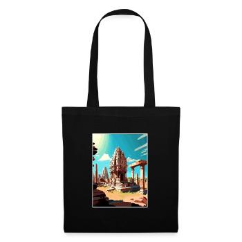 Hampi India Travel Poster Souvenir Postcard Paint - Tote Bag - black - Front
