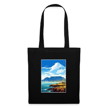 Table Mountain South Africa Travel Poster Souvenir - Tote Bag - black - Front