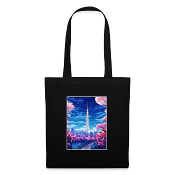 Japon Tokyo Voyage Affiche Souvenir Carte Postale Peinture - Sac en tissu - noir - Devant