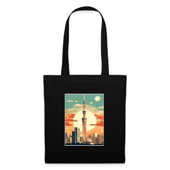 Japon Tokyo Voyage Affiche Souvenir Carte Postale Peinture - Sac en tissu - noir - Devant