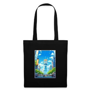 Japon Tokyo Voyage Affiche Souvenir Carte Postale Peinture - Sac en tissu - noir - Devant