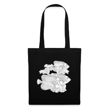 Fish in the Ocean Freedom Black and White Drawing - Tote Bag - black - Front