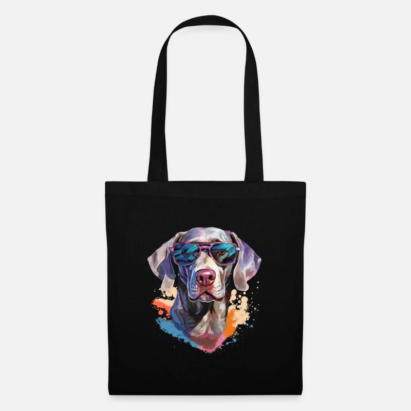 Braque de Weimar avec lunettes de soleil - Sac en tissu - noir