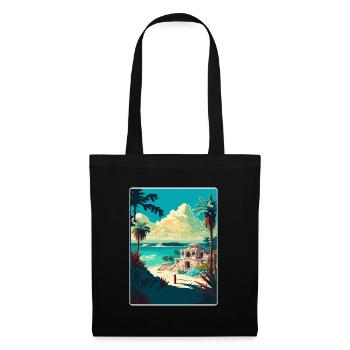 Tulum Reise Poster Souvenir WPA Postkarte Malerei - Stoffbeutel - Schwarz - Vorne