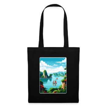 Ha Long Bay Vietnam Islands Travel Poster Souvenir - Tote Bag - black - Front
