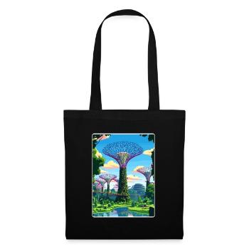 Supertree Grove Singapore Travel Poster Souvenir - Tote Bag - black - Front