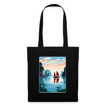 Ha Long Bay Vietnam Islands Travel Poster Souvenir - Tote Bag - black - Front