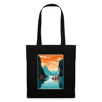 Ha Long Bay Vietnam Islands Travel Poster Souvenir - Tote Bag - black - Front