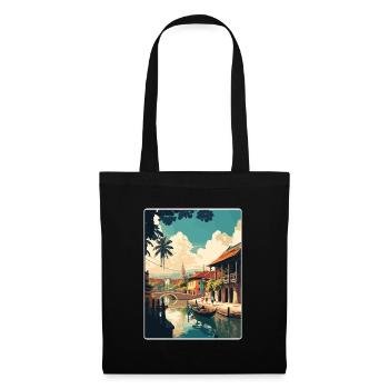 Hoi An Vietnam Travel Poster Souvenir Painting WPA - Tote Bag - black - Front