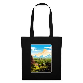 Bali Indonésie Voyage Affiche Souvenir Peinture WPA - Sac en tissu - noir - Devant