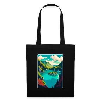 Plitvicer See Nationalpark Kroatien Reiseposter - Stoffbeutel - Schwarz - Vorne