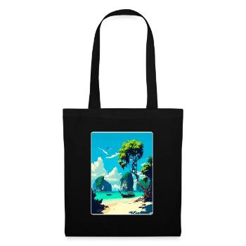 Phi Thaïlande Affiche de voyage thaïlandaise Peinture souvenir WPA - Sac en tissu - noir - Devant
