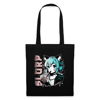 Anime Manga // Girl Drinks Bubble Tea // AS016 - Tote Bag - black - Front