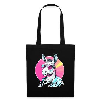 Pop Art Esel mit Sonnenbrille Hoodie - Stoffbeutel - Schwarz - Vorne