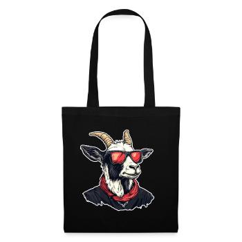 Goat in streetwear with red sunglasses - Tote Bag - black - Front
