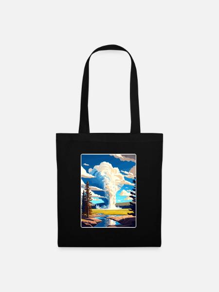 Yellowstone Nationalpark Reiseplakat Souvenir - Stoffbeutel - Schwarz