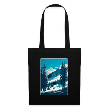 Megève Ski Les Arcs Skifahren Reiseposter Souvenir - Stoffbeutel - Schwarz - Vorne
