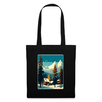 Megève Ski Les Arcs Skifahren Reiseposter Souvenir - Stoffbeutel - Schwarz - Vorne