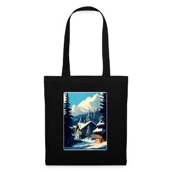 Megève Ski Les Arcs Skifahren Reiseposter Souvenir - Stoffbeutel - Schwarz - Vorne