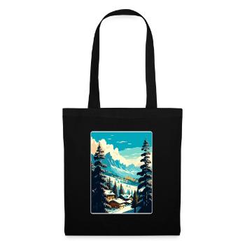 Megève Ski Les Arcs Skifahren Reiseposter Souvenir - Stoffbeutel - Schwarz - Vorne