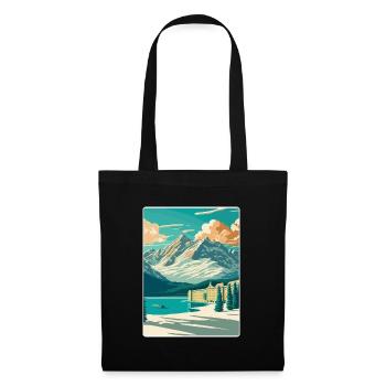 St. Moritz Ski Resort Mountain Travel Poster - Stoffbeutel - Schwarz - Vorne