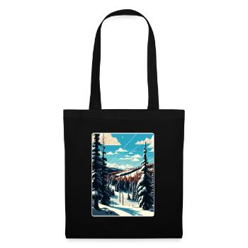 Park Ski Skifahren Reise Poster Souvenir Farbe WPA - Stoffbeutel - Schwarz - Vorne