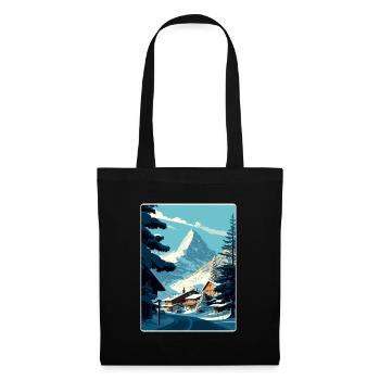 Zermatt Ski Ski Affiche de voyage Peinture souvenir WP - Sac en tissu - noir - Devant