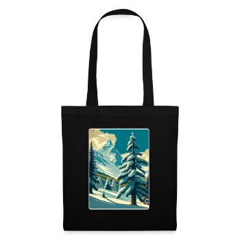 Zermatt Ski Ski Affiche de voyage Peinture souvenir WP - Sac en tissu - noir - Devant