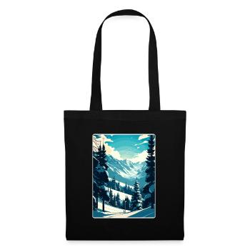 Verbier Ski Ski Voyage Affiche Peinture Souvenir WP - Sac en tissu - noir - Devant