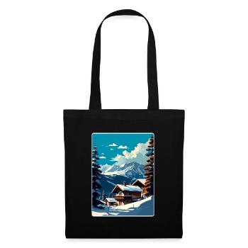 Verbier Ski Ski Voyage Affiche Peinture Souvenir WP - Sac en tissu - noir - Devant