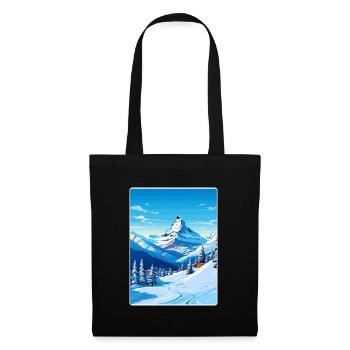 Zermatt Ski Ski Affiche de voyage Peinture souvenir WP - Sac en tissu - noir - Devant