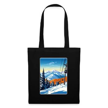 Aspen Ski Skifahren Reise Poster Souvenir Farbe WPA - Stoffbeutel - Schwarz - Vorne