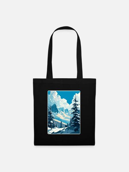St Anton Ski Skifahren Vintage Reise Poster Souvenir - Stoffbeutel - Schwarz