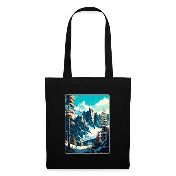 Chamonix Ski Ski Affiche de voyage vintage Souvenir - Sac en tissu - noir - Devant
