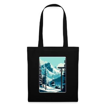 Verbier Ski Ski Voyage Affiche Peinture Souvenir WP - Sac en tissu - noir - Devant