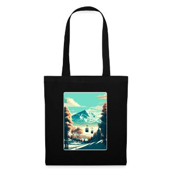 Niseko Ski Skifahren Reise Poster Souvenir Farbe WPA - Stoffbeutel - Schwarz - Vorne