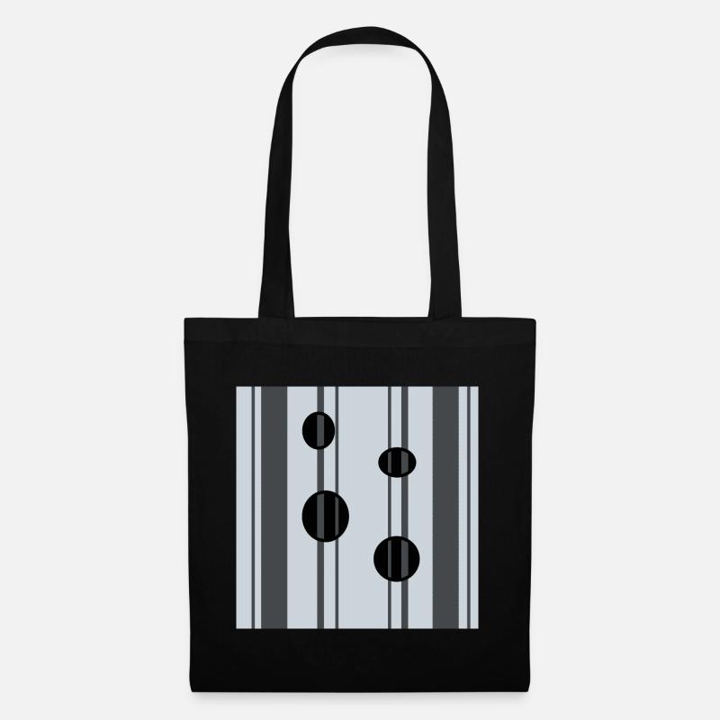 vertical lines and black circles on a gray background - Tote Bag - black