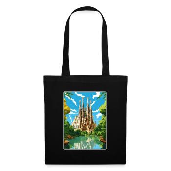 Barcelona Spanien Reise Poster Souvenir Farbe WPA - Stoffbeutel - Schwarz - Vorne