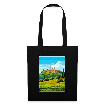 San Gimignano Italien Vintage Reise Poster Souvenir - Stoffbeutel - Schwarz - Vorne