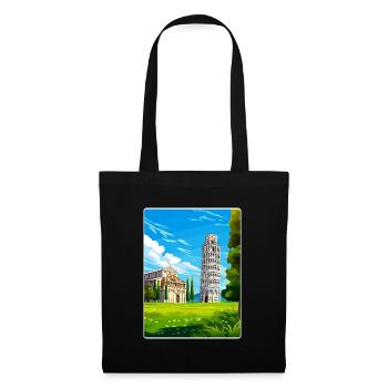 Pisa Italy Travel Poster Souvenir Postcard Paint - Tote Bag - black - Front