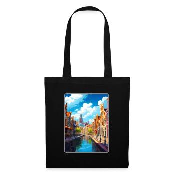 Amsterdam Niederlande Reiseposter Souvenir WPA - Stoffbeutel - Schwarz - Vorne