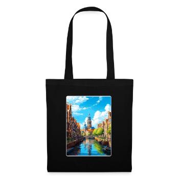 Amsterdam Niederlande Reiseposter Souvenir WPA - Stoffbeutel - Schwarz - Vorne