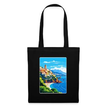 Amalfi Italie Affiche de voyage Peinture de carte postale souvenir - Sac en tissu - noir - Devant