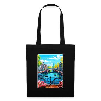 Amsterdam Niederlande Reiseposter Souvenir WPA - Stoffbeutel - Schwarz - Vorne